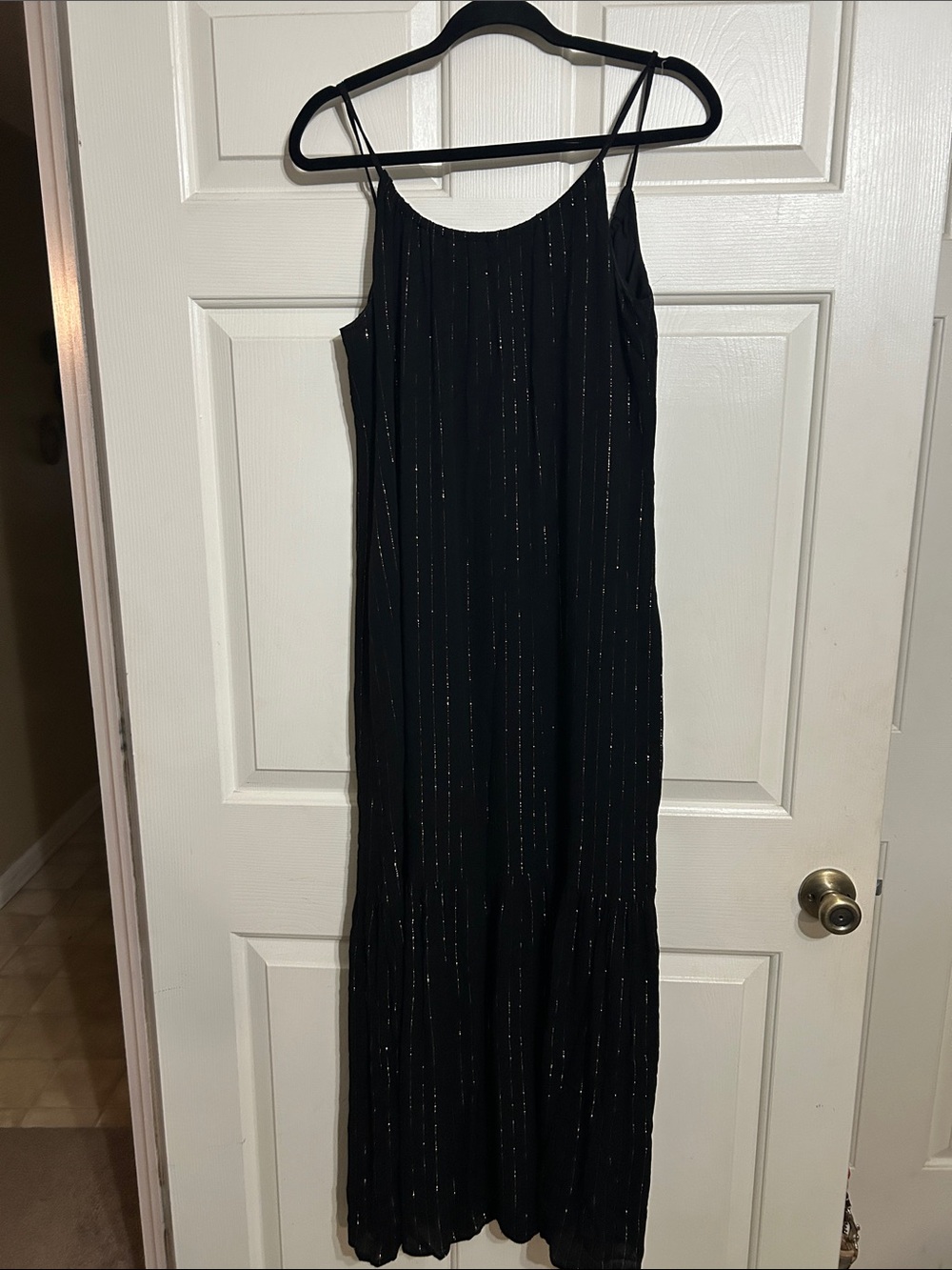 a new day Black Sparkle Maxi Slip Dress with Spaghetti Straps